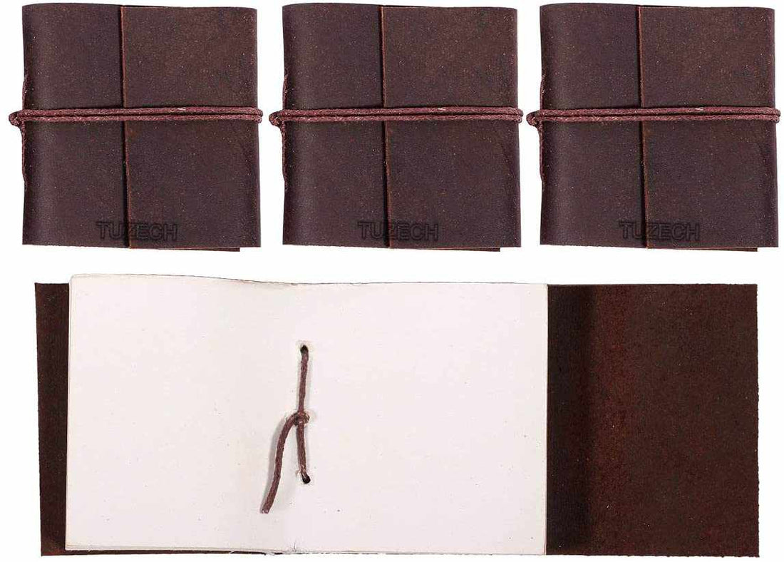 Tuzech Handmade Leather Set of 4 Mini Scrapbook Notebook Diary Blank Unlined Diary For Office||Artist|| Architect||Restaurants Vintage Journal for Men and Women-Tuzech store