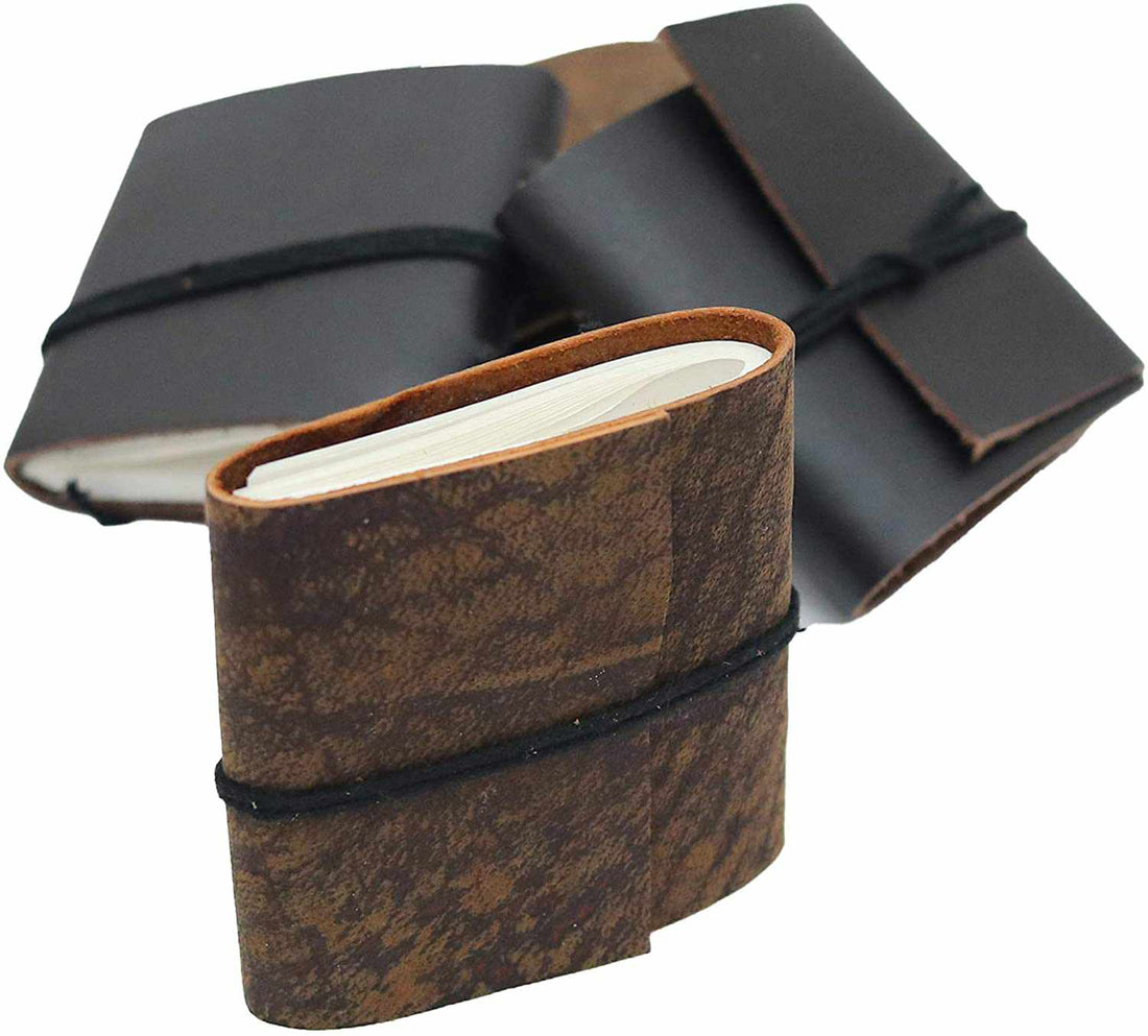 Tuzech Handmade Leather Set of 4 Mini Scrapbook Notebook Diary Blank Unlined Diary For Office||Artist|| Architect||Restaurants Vintage Journal for Men and Women-Tuzech store