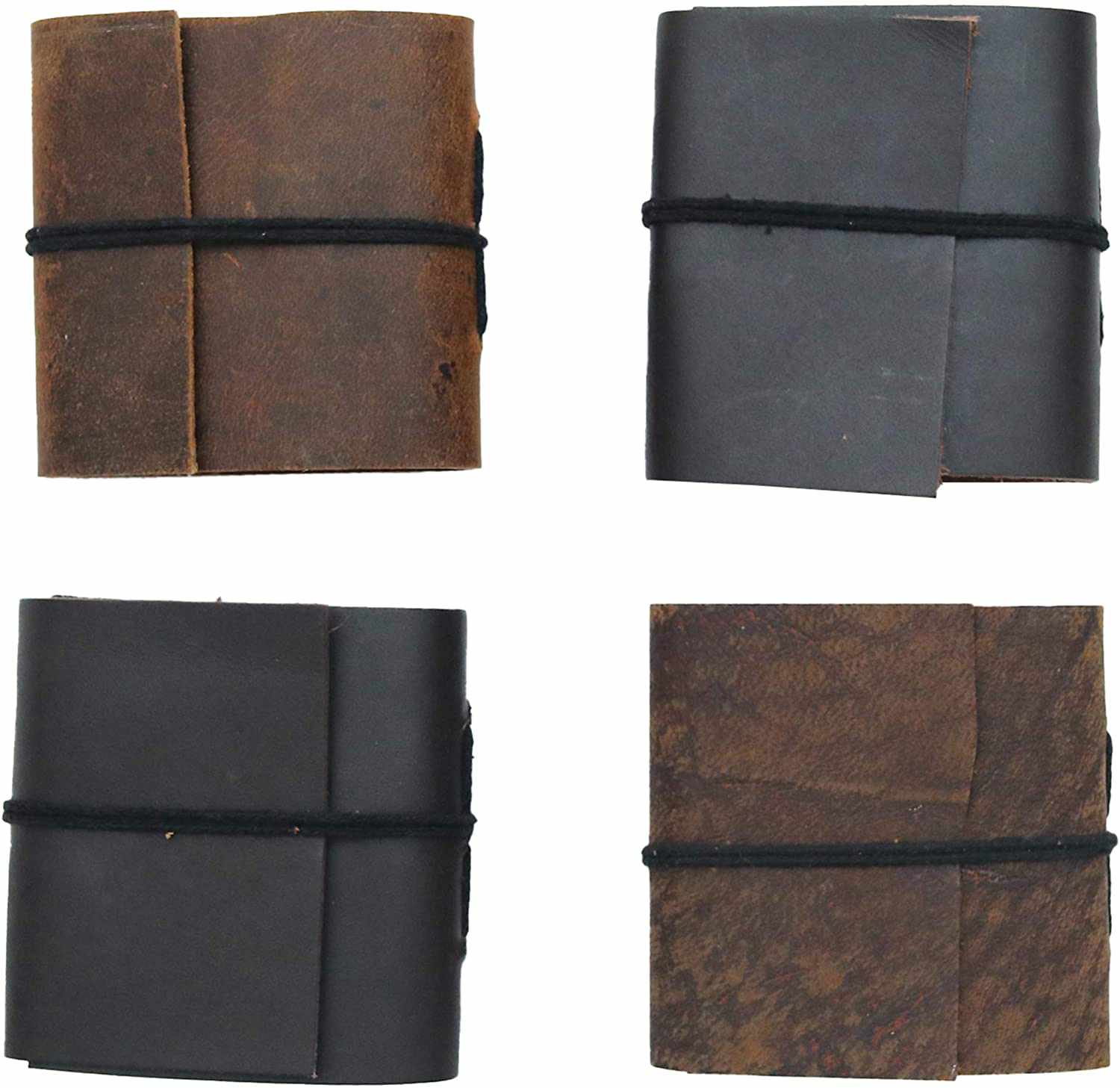Tuzech Handmade Leather Set of 4 Mini Scrapbook Notebook Diary Blank Unlined Diary For Office||Artist|| Architect||Restaurants Vintage Journal for Men and Women-Tuzech store