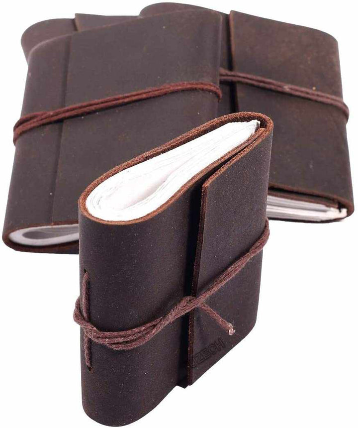 Tuzech Handmade Leather Set of 4 Mini Scrapbook Notebook Diary Blank Unlined Diary For Office||Artist|| Architect||Restaurants Vintage Journal for Men and Women-Tuzech store