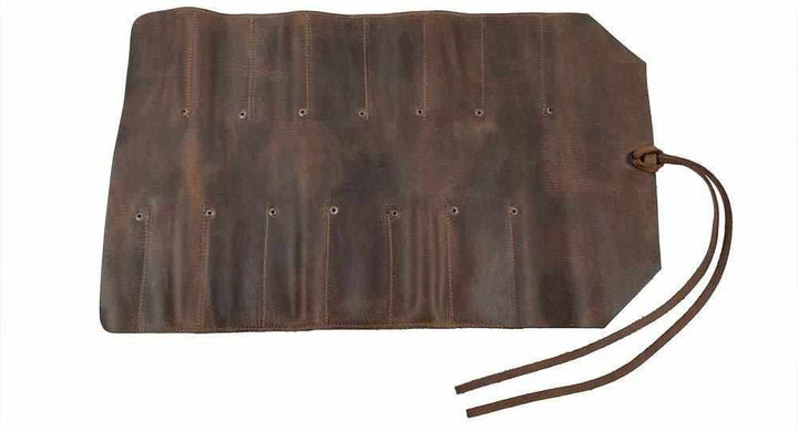 Tuzech Leather Big Tool Roll Up Bag (12 Slots), Portable Carry On Pouch, Workshop Storage, Woodworking Tools Organizer, Vintage Style, Handmade (20.5x12.5 Inches)-Tuzech store