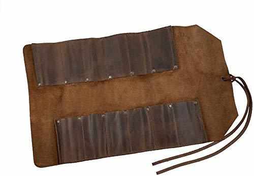 Tuzech Leather Big Tool Roll Up Bag (12 Slots), Portable Carry On Pouch, Workshop Storage, Woodworking Tools Organizer, Vintage Style, Handmade (20.5x12.5 Inches)-Tuzech store
