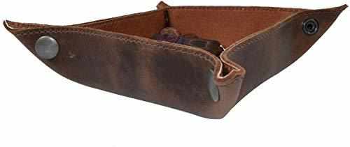 Tuzech Leather Catchall, Change Key Wallet, Coin Box, Tray Personal Items, Storage Valet, Brass Metal Snaps, Home & Travel Essentials Handmade-Tuzech store