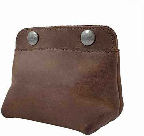 Tuzech Leather Double Snap Pouch, Coin Purse, Cash & Card Holder, Cable Organizer, Makeup, Handmade (4x5 Inches)-Tuzech store