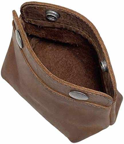 Tuzech Leather Double Snap Pouch, Coin Purse, Cash & Card Holder, Cable Organizer, Makeup, Handmade (4x5 Inches)-Tuzech store