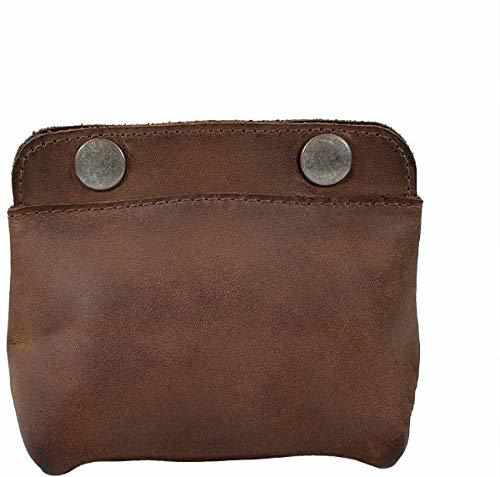 Tuzech Leather Double Snap Pouch, Coin Purse, Cash & Card Holder, Cable Organizer, Makeup, Handmade (4x5 Inches)-Tuzech store