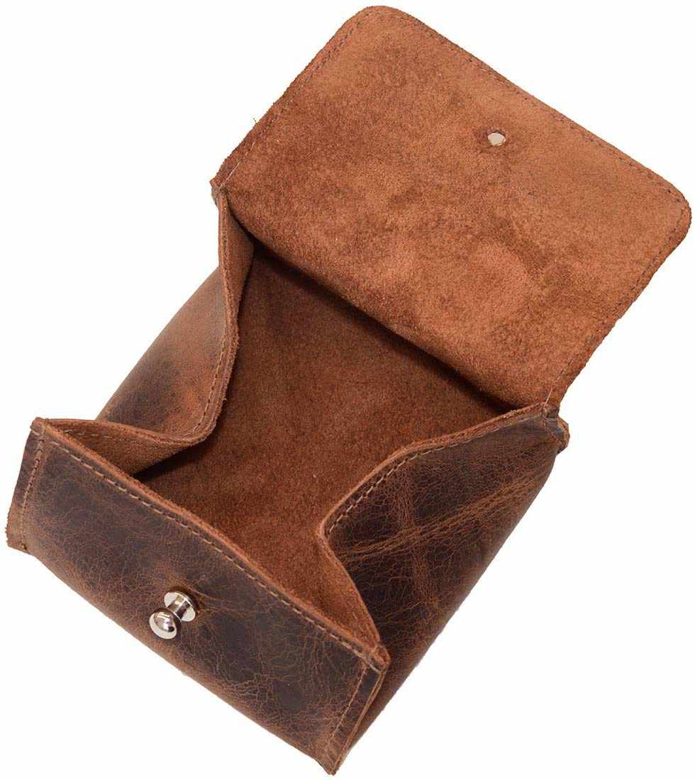 Tuzech Leather Jewelry Pouch, Mini Travel Size Box, Rings & Precious Articles Storage Organizer, Groom & Bridesmaid Wedding Gifts, Handmade :: Bourbon Brown-Tuzech store