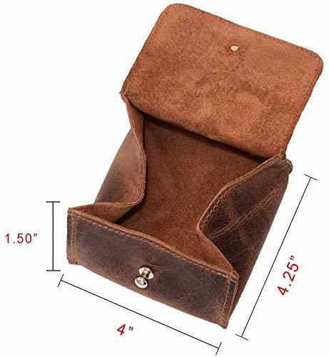 Tuzech Leather Jewelry Pouch, Mini Travel Size Box, Rings & Precious Articles Storage Organizer, Groom & Bridesmaid Wedding Gifts, Handmade :: Bourbon Brown-Tuzech store