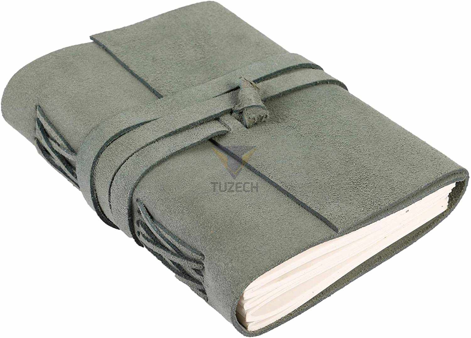 Tuzech Leather Journal Writing Notebook Antique Handmade Leather Bound Daily Notepad for Men/Women Unlined Paper for Art Sketchbook Travel Diary to Write in 7 Inches-Tuzech store