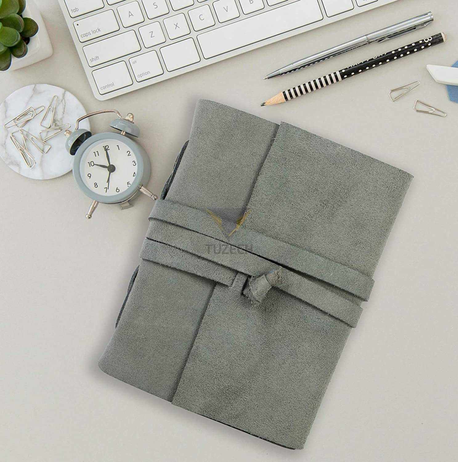 Tuzech Leather Journal Writing Notebook Antique Handmade Leather Bound Daily Notepad for Men/Women Unlined Paper for Art Sketchbook Travel Diary to Write in 7 Inches-Tuzech store