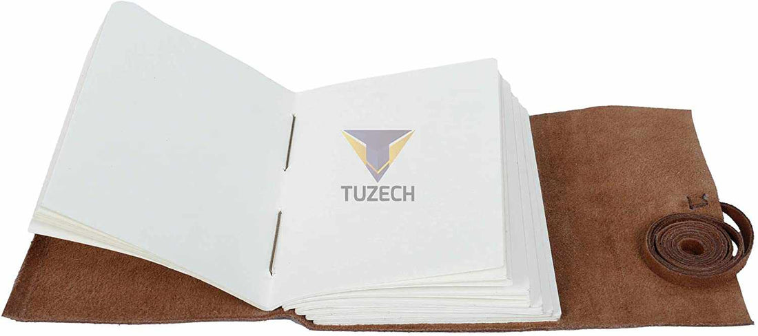 Tuzech Leather Journal Writing Notebook Antique Handmade Leather Bound Daily Notepad for Men/Women Unlined Paper for Art Sketchbook Travel Diary to Write in 7 Inches-Tuzech store