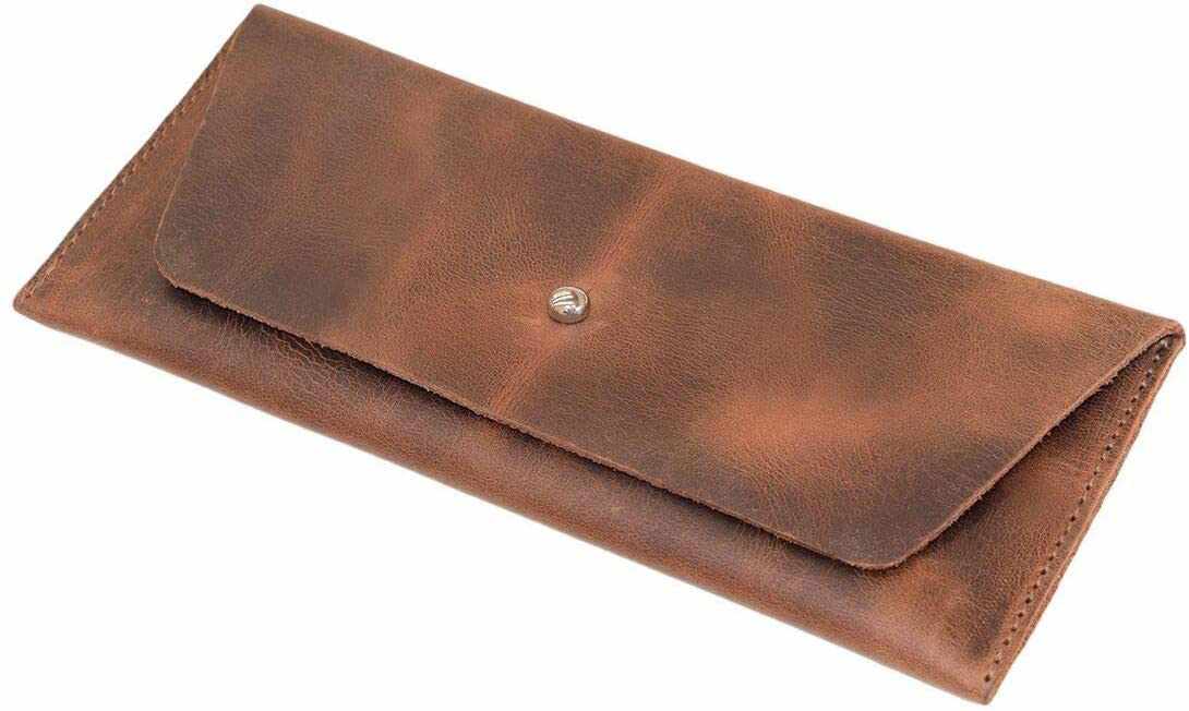 Tuzech Leather Utility Pouch/Wallet/Accessories/Cover/Travel Gear/Hand Bag Vintage Money Case Bag - Card Holder & Organizer 7.75x3.50 Inches (Brown)-Tuzech store