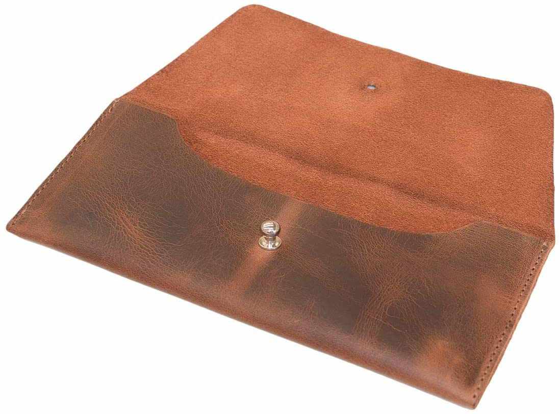Tuzech Leather Utility Pouch/Wallet/Accessories/Cover/Travel Gear/Hand Bag Vintage Money Case Bag - Card Holder & Organizer 7.75x3.50 Inches (Brown)-Tuzech store
