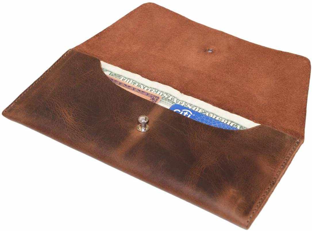 Tuzech Leather Utility Pouch/Wallet/Accessories/Cover/Travel Gear/Hand Bag Vintage Money Case Bag - Card Holder & Organizer 7.75x3.50 Inches (Brown)-Tuzech store