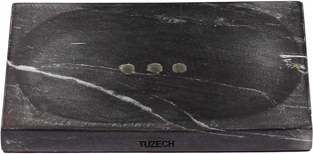 Tuzech Marble Bathroom Accessory Set Made from Natural Stone - Bath Accessories Set of 4 Includes sanitizer Soap Dispenser, Toothbrush Holder, Tumbler and Soap Dish (Grey)-Tuzech store
