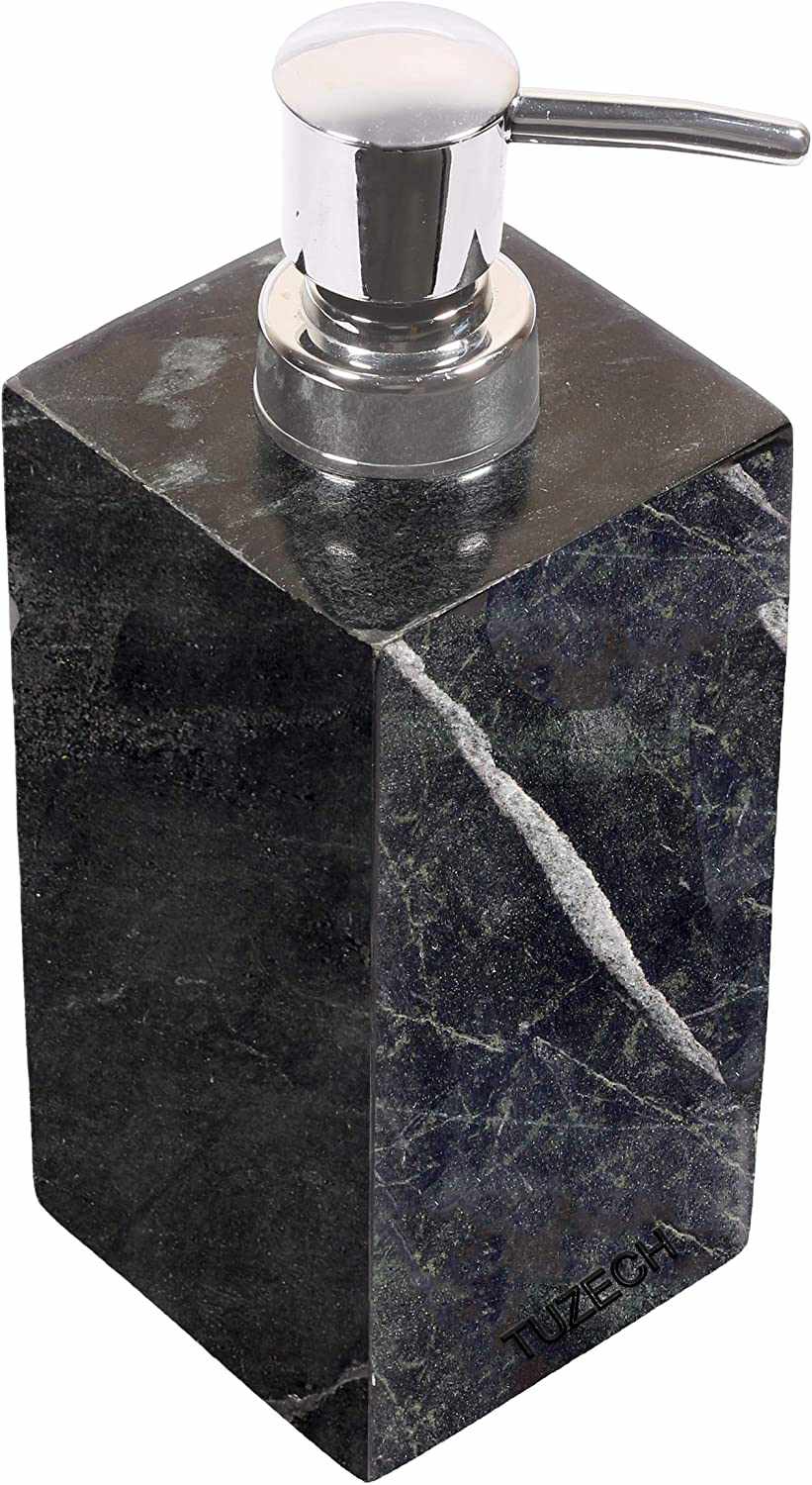 Tuzech Marble Bathroom Accessory Set Made from Natural Stone - Bath Accessories Set of 4 Includes sanitizer Soap Dispenser, Toothbrush Holder, Tumbler and Soap Dish (Grey)-Tuzech store