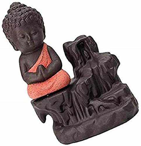 Tuzech Meditating Monk Buddha Smoke Back Flow Incense Holder Decorative Showpiece (Free Incense 10 Piece)-Tuzech store