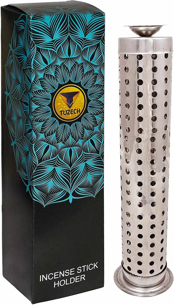 Tuzech Steel King Size Sage Long Incense Holder Natural Assorted Home Useful Agarbatti Stand with Ash Catcher best for Diwali Pooja Celebration Gift-Tuzech store