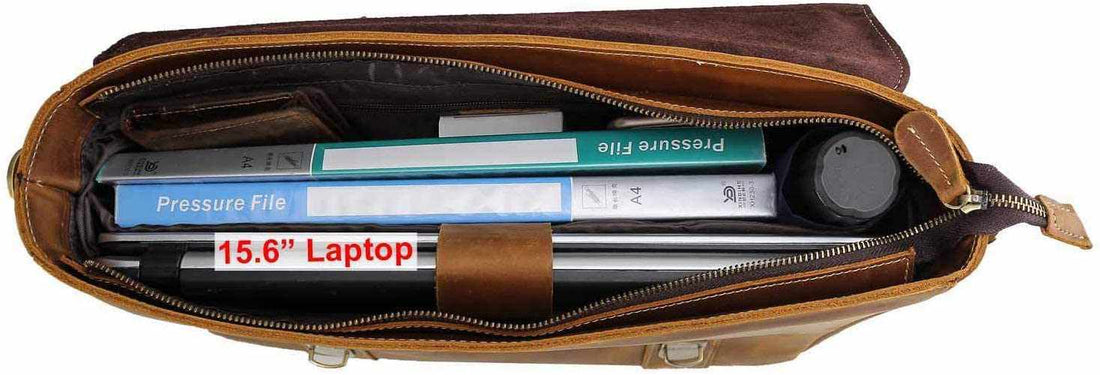 Tuzech Vintage Genuine Leather Tote Briefcase Professional Laptop Shoulder Messenger Bag with YKK Metal Zippers-Tuzech store