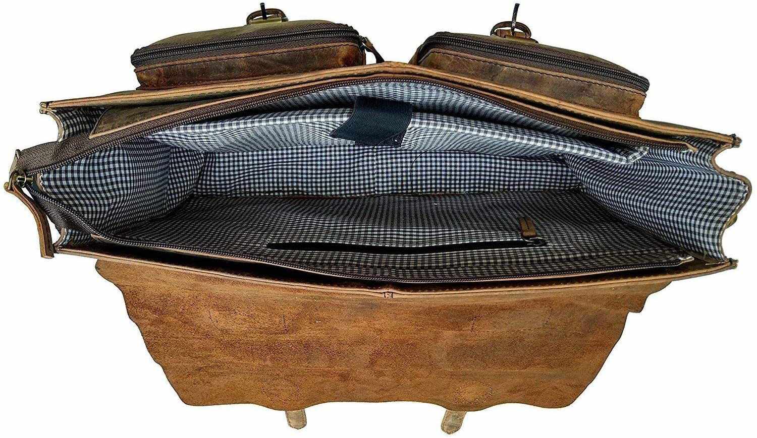 Tuzech genuine Retro Buffalo Hunter Leather Laptop Messenger Bag Office Briefcase College Bag Leather Bag for Men and Women-Tuzech store