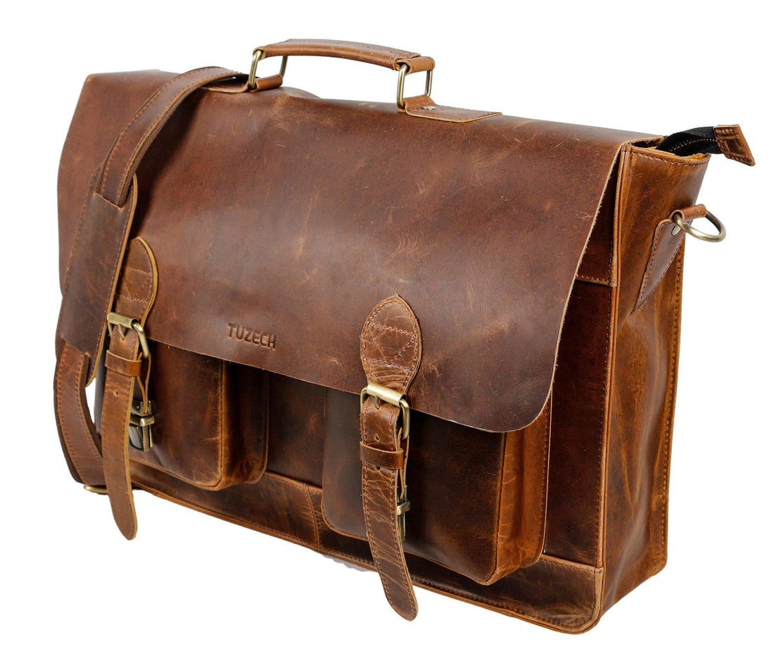 Vintage Handmade Leather Messenger Bag Laptop Briefcase Computer Satchel Bag for Men-Tuzech store