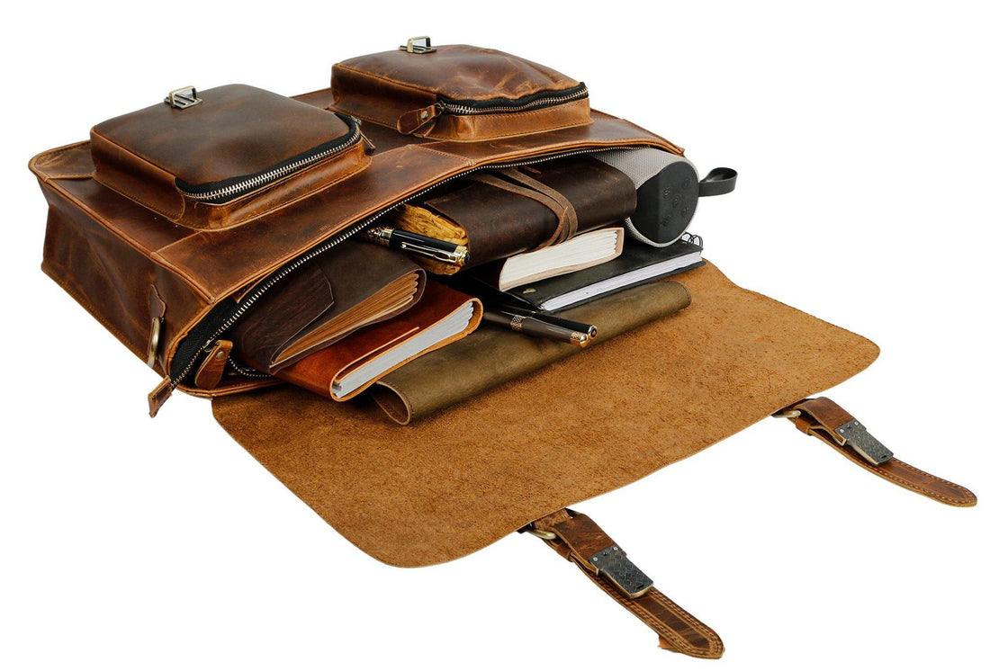 Vintage Handmade Leather Messenger Bag Laptop Briefcase Computer Satchel Bag for Men-Tuzech store