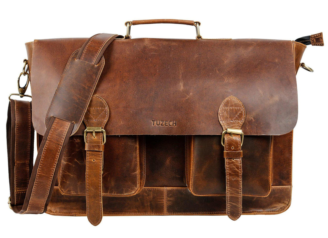 Vintage Handmade Leather Messenger Bag Laptop Briefcase Computer Satchel Bag for Men-Tuzech store