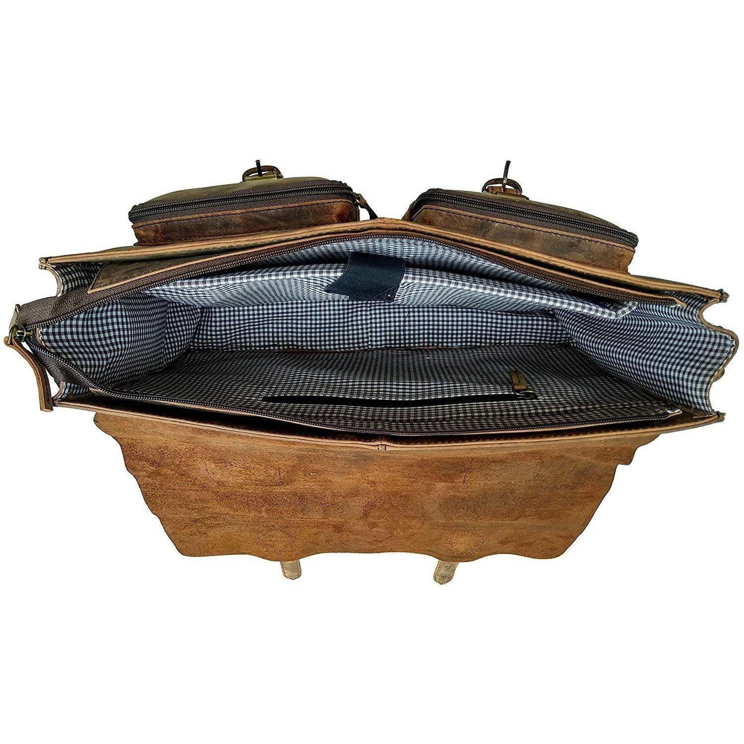 Vintage Retro Buffalo Leather Briefcase Laptop Bag-Tuzech store