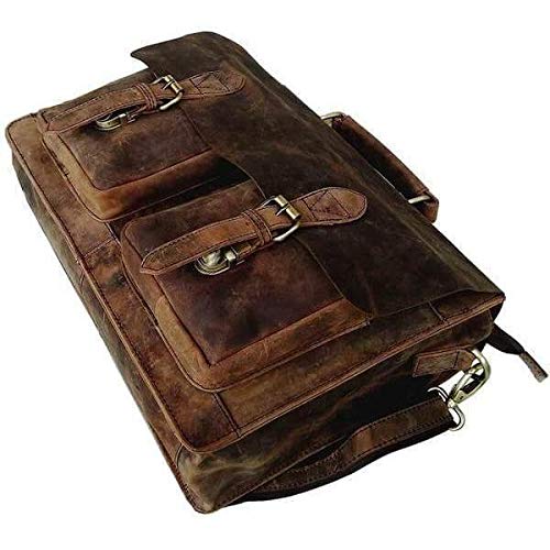 Vintage Retro Buffalo Leather Briefcase Laptop Bag-Tuzech store