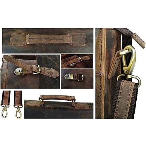 Vintage Retro Buffalo Leather Briefcase Laptop Bag-Tuzech store